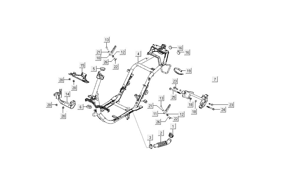 Ricambi telaio Kymco Super9 50 2 tempi AC nuovo modello argento - nero