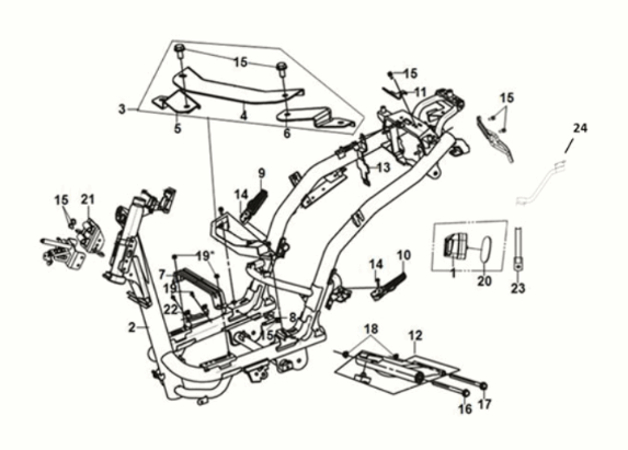 Frame body - engine hanger Sym Fiddle IV 125i AC CBS E5 2020-2021
