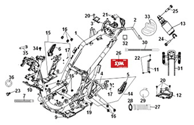 Frame body Sym ADX 125i ABS+ TCS E5 2023