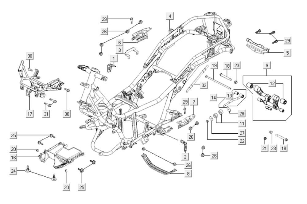 Telaio Kymco Downtown 300i grigio scuro