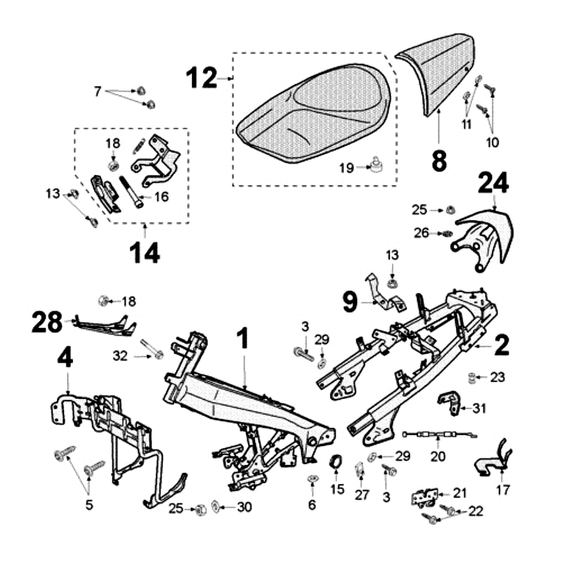 Telaio - Sella Peugeot Jet Force 50 2 tempi LC bianco