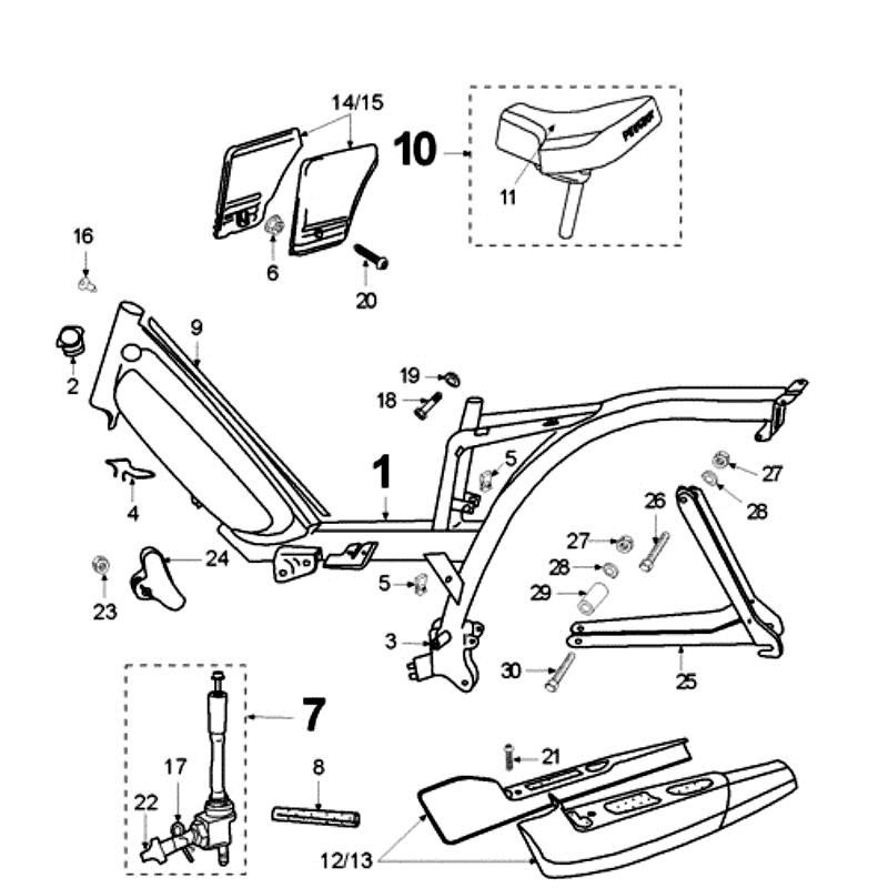 Telaio - Sella Peugeot Vogue nera