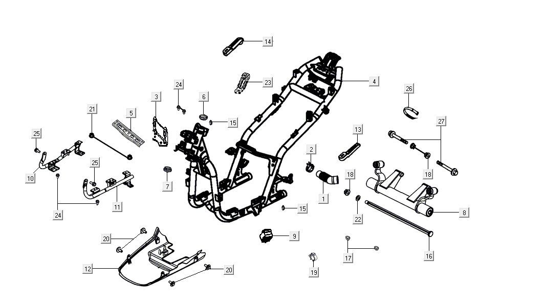 Parti del telaio Kymco Agility 16'+ 50i 4 tempi Euro 4 nere