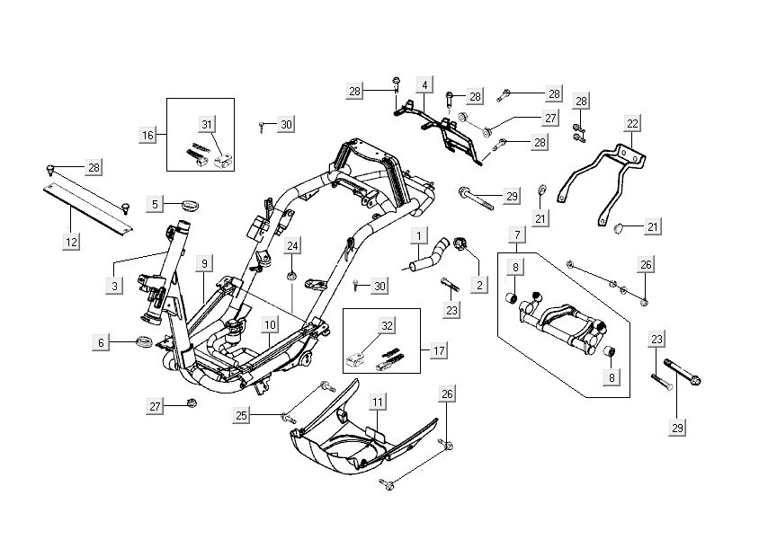 telaio Kymco Sento 50 4 tempi nero lucido