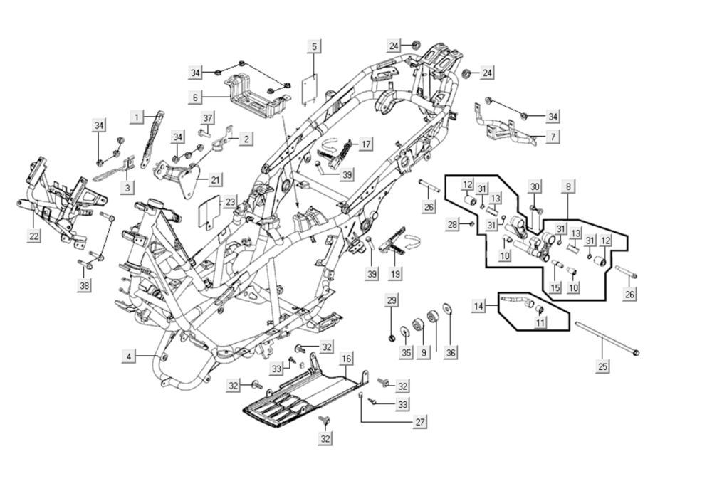 Telaio Kymco Xciting 400i nero opaco