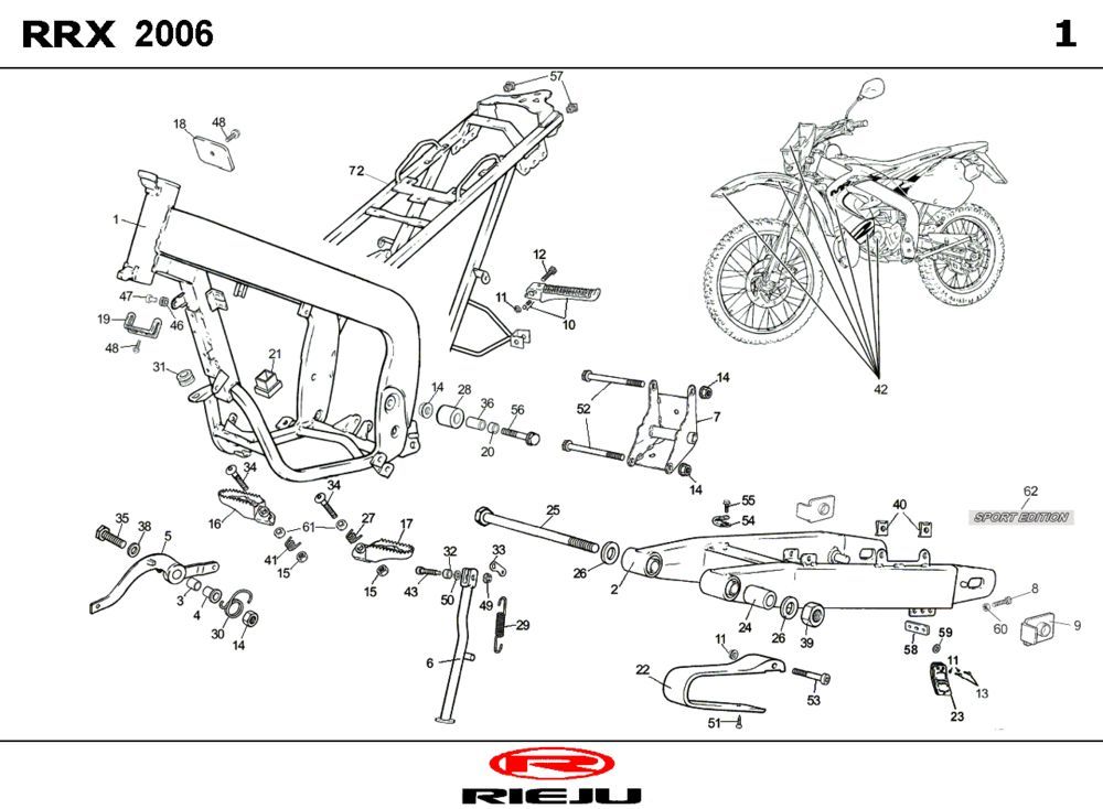Telaio Rieju RRX nero 2009 a 2 tempi
