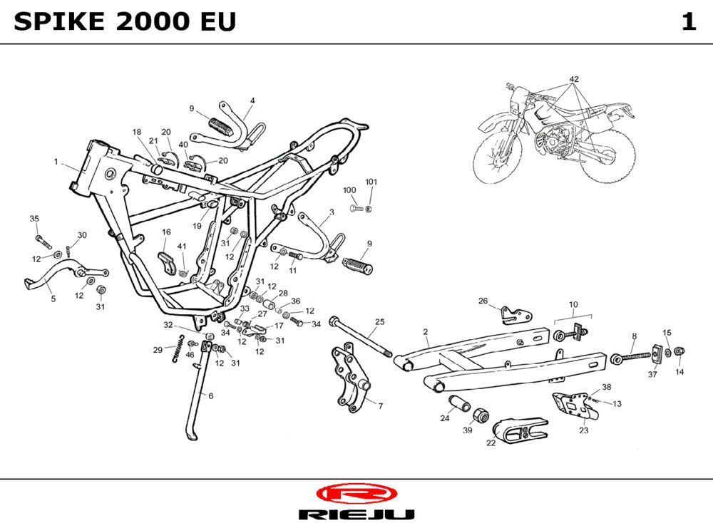 Telaio Rieju Spike grigio 2003 a 2 tempi