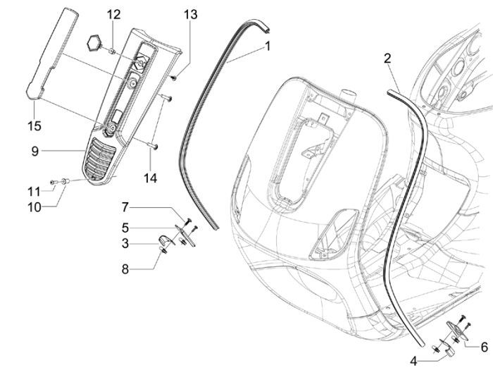 Telaio Vespa S 50 4 tempi 2V 25km/h drago rosso 894