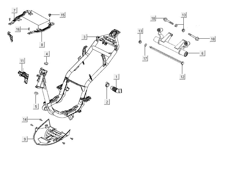 Parti del telaio bianche Kymco City 16' a 4 tempi