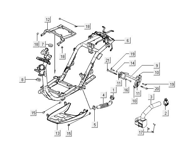 Parti del telaio Kymco Vitality 50 2 tempi AC in argento perlato