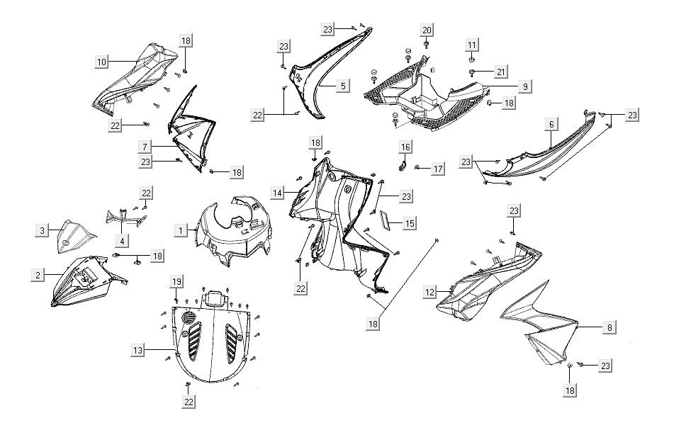 Front cover front fender Kymco Super8 R E5 NARDO GRIJS