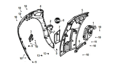 Coperchio anteriore Sym E-Fiddle Slate Blue (GY7547UL)