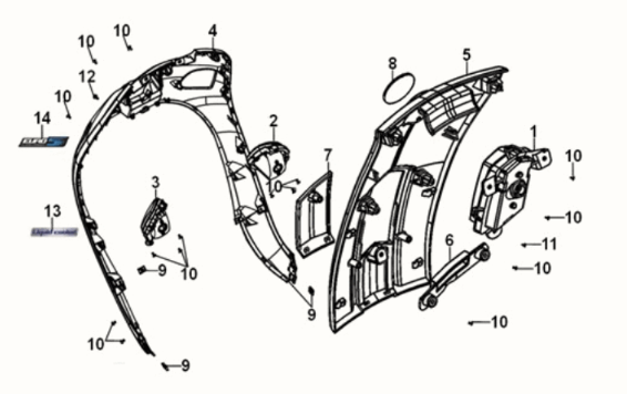 Front cover Sym Fiddle IV 125i LC ABS E5 2020-2021 BLACK (BK-7C)