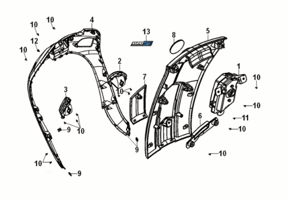 Coperchio anteriore Sym Fiddle IV 50 E5 Indigo opaco (BUP-275U)