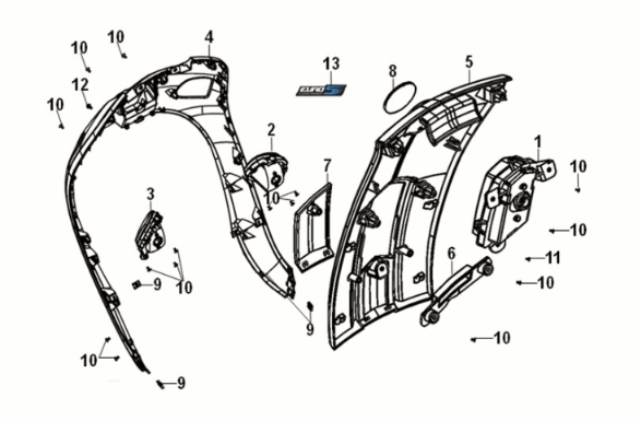 Coperchio anteriore Sym Fiddle IV 50 E5 grigio (GY-430C)