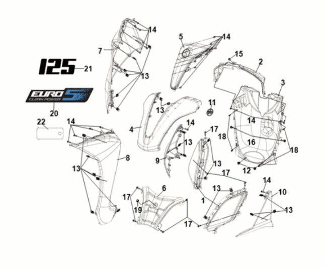 Front cover Sym Symphony ST 125i LC E5 RICH GREY (GY-430C)