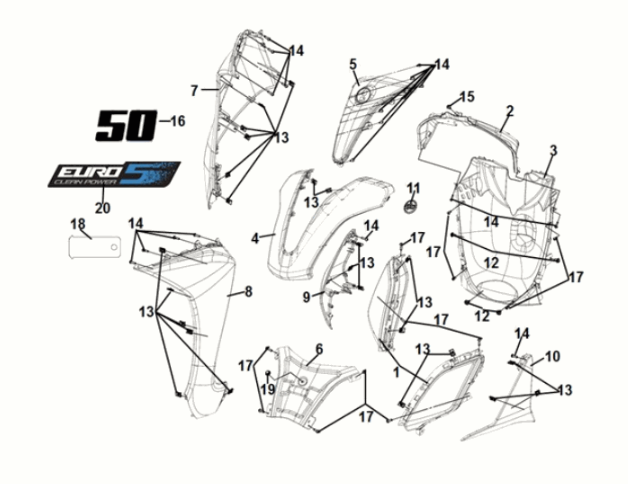 Coperchio anteriore Sym Symphony ST 50 E5 nero (BK-7C)