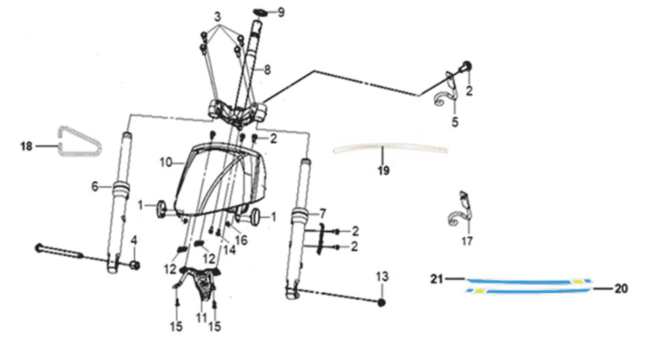 Forcella anteriore Sym Mio 50I E5 Nero opaco (BK007U/BK001C)