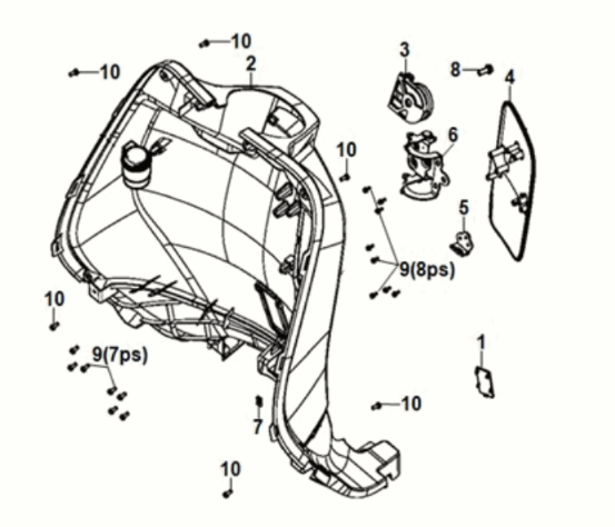 Front inner cover Sym Fiddle IV 125i AC CBS E5 2020-2021 NARDO GREY (GY-430C)