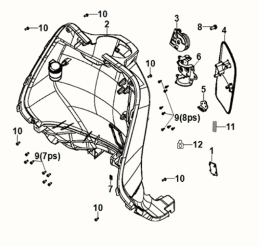 Front inner cover Sym Fiddle IV 125i LC ABS E5 2020-2021 MAT BLUE (BU-2154U)