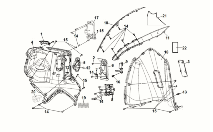 Coperchio interno anteriore Sym Symphony ST 50 E5 nero (BK-7C)