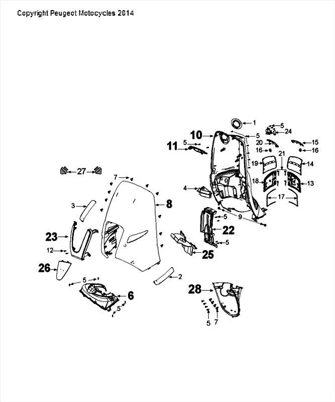 Coperchio anteriore - Paragambe Peugeot Django Dragon Red G9