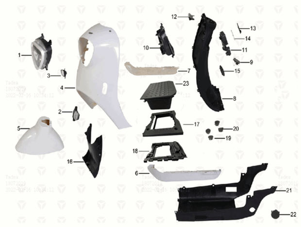 Parti anteriori/pedana Yadea M6L