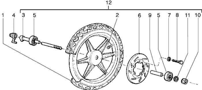 Ruota anteriore Piaggio Liberty 4 tempi ←2006