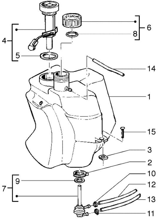 Serbatoio - galleggiante serbatoio - valvola di vuoto Piaggio Liberty 4 tempi ←2006