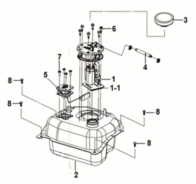 Fuel tank Sym Orbit II 125i E4