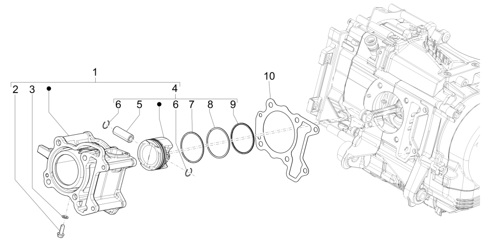 Cilindro - Pistone Vespa GTS 125 IE ABS Euro 5 2021