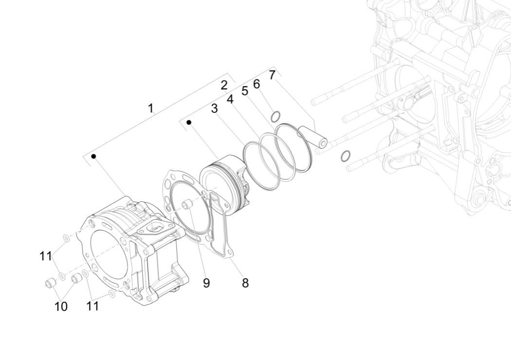 Cilindro - Pistone Piaggio MP3 300 HPE/300 HPE Sport ABS Euro 5 2020-2022