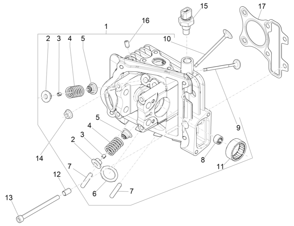 Testa cilindro - Valvole Piaggio Liberty 50 4 tempi AC IGET 3V Euro 5