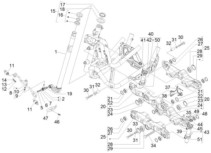 Forcella anteriore - Cuffie Piaggio MP3 300 LT Sport 2009-2014