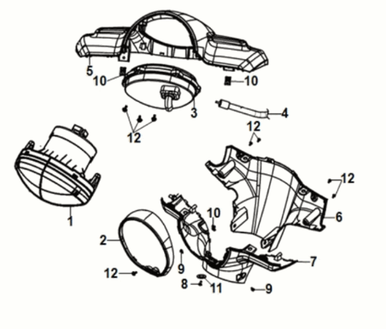 Handle cover - head light Sym Fiddle IV 125i AC CBS E5 2020-2021 WHITE (WH-8018P)