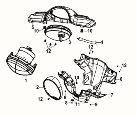 Handle cover - head light Sym Fiddle IV 125i LC ABS E5 2020-2021 GRAY (GY-430C)