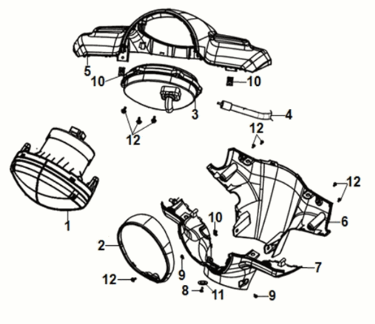 Copri maniglia faro Sym Fiddle IV 50 E5 Black (BK-007U)