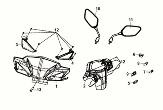 Tubo maniglia - coperchio maniglia Sym X-Pro 50 E5 White (WH-8018P)