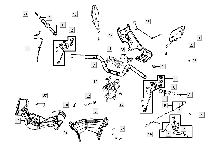 Handle steering - handle cover Kymco Super8 R E5