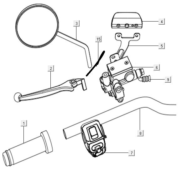Interruttori dello sterzo - Cilindro del freno - Specchietto sinistro Niu N1S