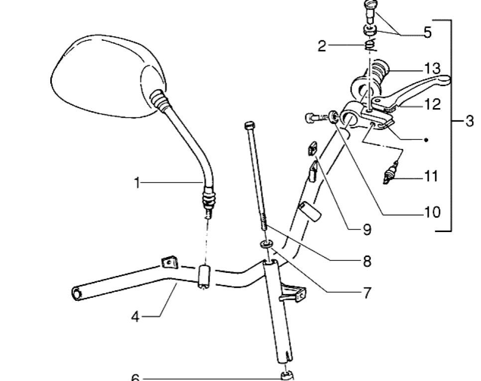 Leva freno sinistra - Volante - Specchio Piaggio Zip RST 50 2 tempi AC