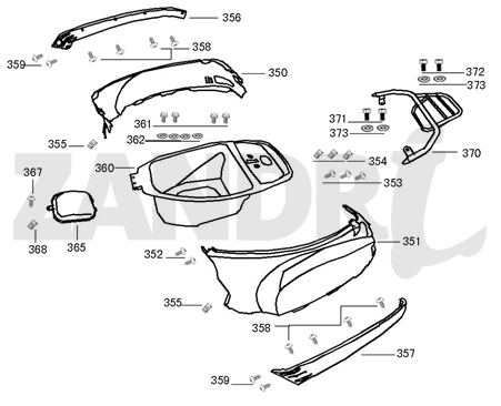 Helmbak - Parabrezza per moto - Portapacchi posteriore Santini Capri argento