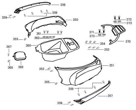 Helmbak - Parabrezza per moto - Portapacchi posteriore Benda Benson rosso