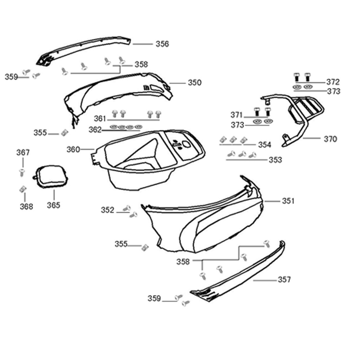 Helmbak - Parabrezza per moto - Minigonne laterali - portapacchi posteriore AGM VX50i