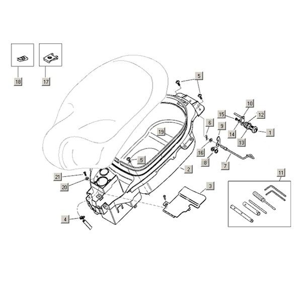 Scatola per casco Aprilia Mojito Custom 50 2 tempi (motore Piaggio) 2004-2010