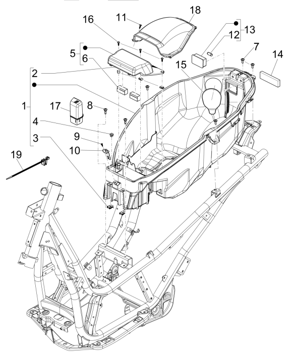 Scatola porta casco Piaggio Beverly 125 RST 4V Euro 3 2010-2015