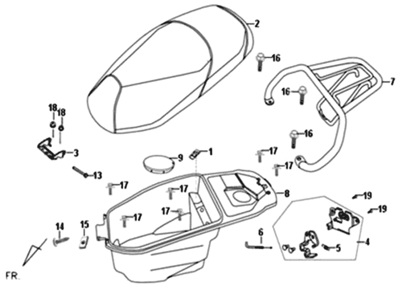 Scatola porta casco Sym Fiddle II (BK-7C) grigio ferro
