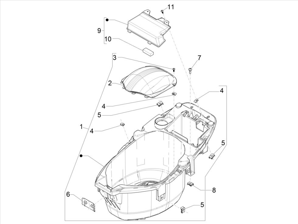 Scatola porta casco Piaggo Zip 50 4 tempi IGET 3V Euro 5