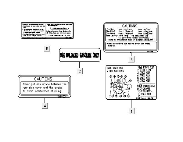 Emblemi - Adesivi Kymco Yup 50 2 tempi AC argento
