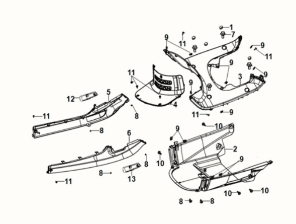 Inner fender - floor panel - center c. Sym Fiddle IV 125i LC ABS E5 2020-2021 PETROL GREEN (GN-546U)